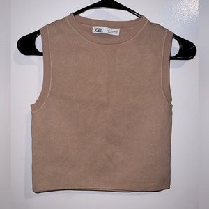 Zara knit camel crop top